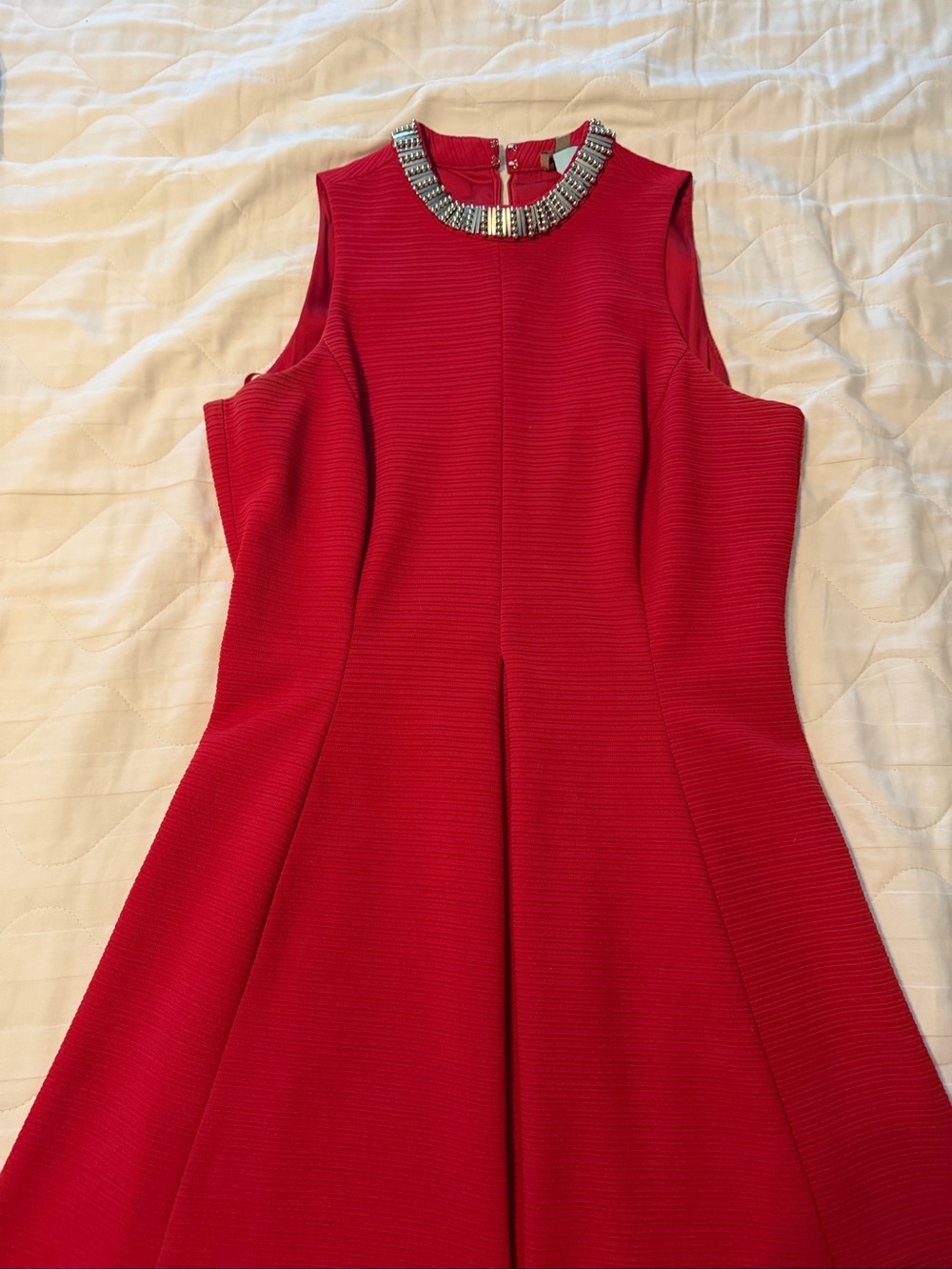 Daniel Cremieux Red Jewel-Neck Fit & Flare Cocktail Dress